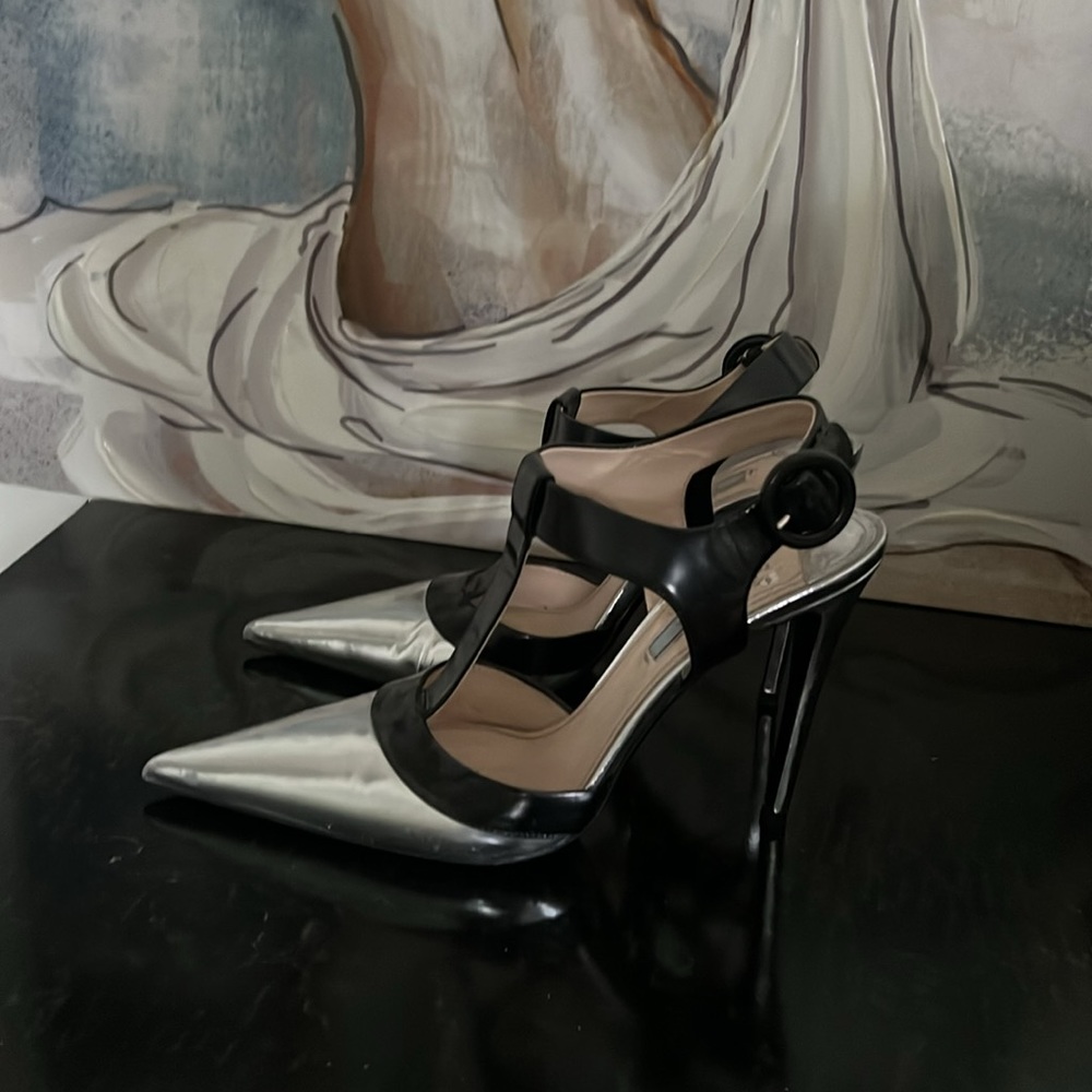 Prada heels 😍 black silver size 38.5 - Picture 5 of 8
